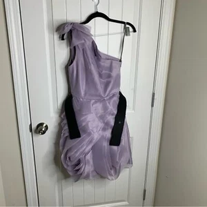 White by Vera Wang lila flieder Organza One Shoulder Partykleid Brautjungfer - Bild 1 von 5