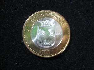 CHIAPAS MEXICO 100 PESOS CENTRO ARGENTO BIMETALLICO - Foto 1 di 2