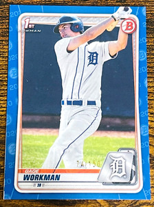 2020 BOWMAN DRAFT GAGE WORKMAN /150 BLUE PARALLEL DETROIT TIGERS BD-33