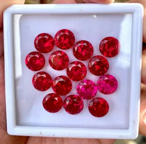 15 Pcs 100% Natural Red Mogok Ruby Round 6 MM Certified Treated Loose Gemstones - Picture 1 of 5