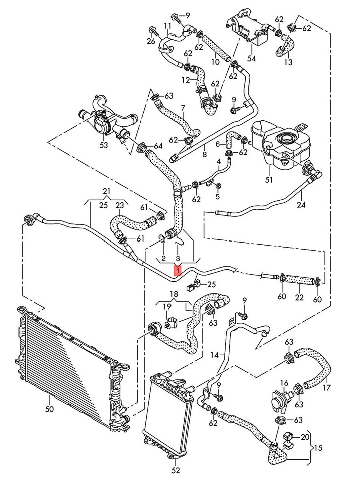 Manguera de refrigerante genuina AUDI A8 S8 quattro con acoplamiento de liberación rápida 4H0121055S Foto 1 de 1