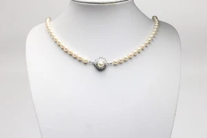 Cadena de perlas con colgante de oro blanco 750 - aprox. 72 cm - Imagen 1 de 9
