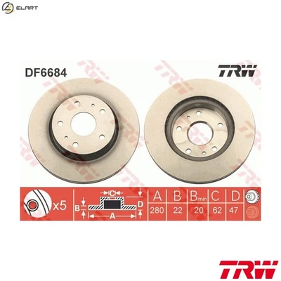 2x BRAKE DISC DF6684 FOR SUZUKI NEO/BALENO SX4/CLASSIC/MONOCAB M15A 1.5L 4cyl - Image 1 of 4