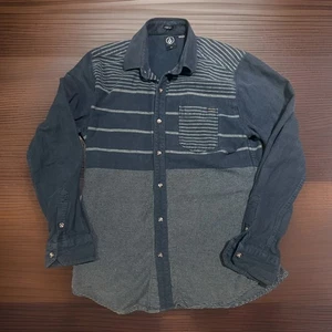 Volcom  Striped Long Sleeve Button Down Shirt Chill Coastal / Skater Blue Mens L - Picture 1 of 7