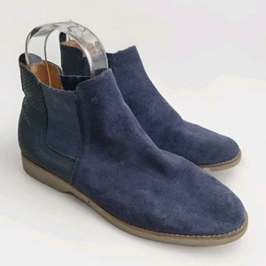 Hush Puppies 'Darya' Chelsea Boots Womens Size 11 Blue Suede Ankle Flat Shoe VGC - Picture 1 of 15