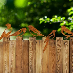 Metal Bird Silhouette Garden Decor 5pcs – Outdoor Fence & Yard Art - Picture 1 of 4