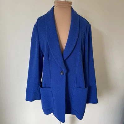 Armani Collezioni Electric Blue Angora Wool Single Button Blazer Jacket Size 10 - Image 1 of 4