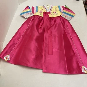 Traditional Korean Hanbok Dress Pink Embroidered Flair Childs Size 5 - Picture 1 of 12