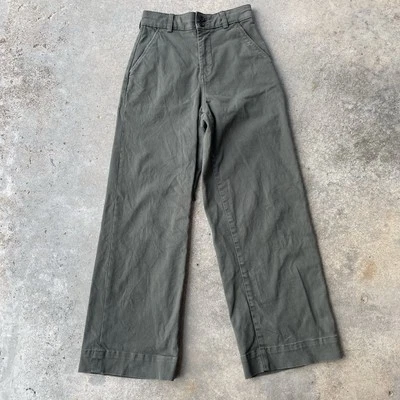 Everlane The Utility Wide Leg Pant Green Size 2 Organic Cotton Canvas Military - Image 1 of 4