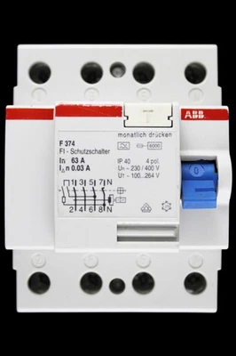 ABB 63 AMP 30mA FOUR POLE RCCB TYPE A F374 - Image 1 of 4