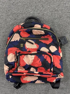 Mochila de nailon con estampado floral TUMI multicolor roja azul marino dorada herrajes bolsillos con cremallera Foto 1 de 4