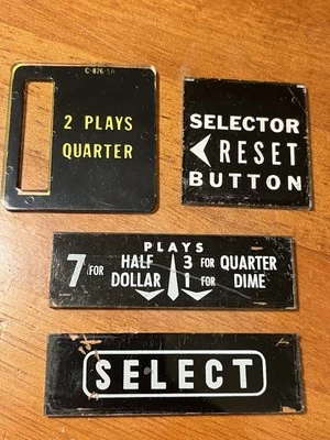 Vintage LOT of Jukebox 50s Glass Song Tune Selection Selector Sign Decal Seeburg - Image 1 of 4