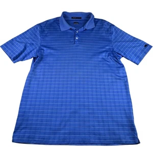 Nike Tiger Woods Collection Golf Polo Shirt Mens Large Blue Striped - Picture 1 of 11