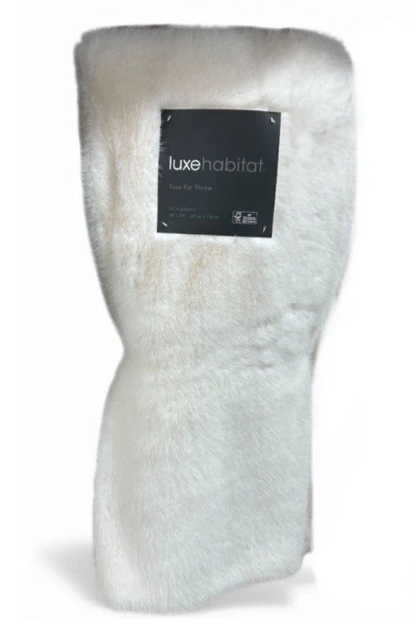 "Manta Luxe Habitat Off White/Crema de piel sintética 50""x70"""  Foto 1 de 2