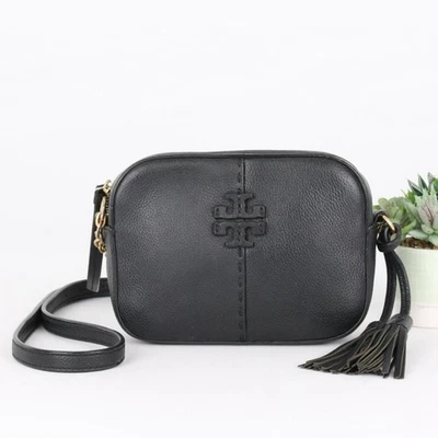 Tory Burch McGraw Black Leather Camera Bag - Image 1 of 4
