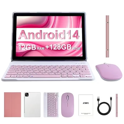 Tablet 10.1 Pollici Android 14 OS Pad, Tavoletta 2 in 1 con Tastiera, Mouse ecc. - Immagine 1 di 4