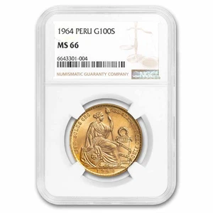 1964 Peru Gold 100 Soles MS-66 NGC - Picture 1 of 3
