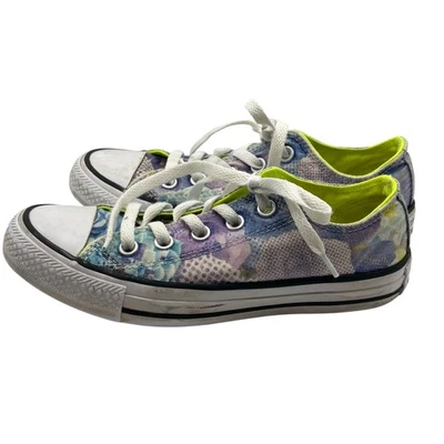 匡威 Converse Kids All Star 低帮运动鞋 5 美国紫色/黄色帆布 — 第 1/4 张图片