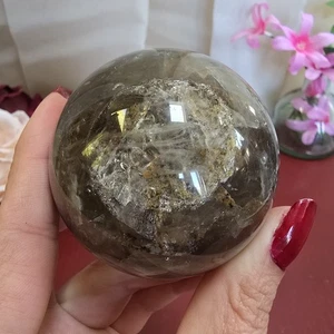 Large 63mm 12.6oz Natural Dark Smokey Quarts Clear Quarts Crystal Sphere SQ9 - Picture 1 of 8