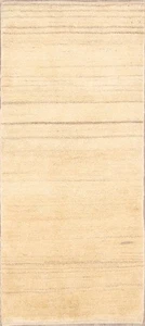 Natural Dye Beige Wool Rug Runner 3x6 Contemporary Hand-made Hallway Carpet - Picture 1 of 16