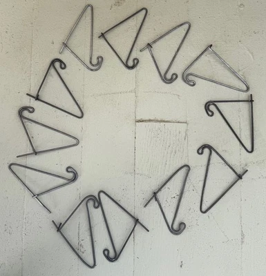 Lot/Set of 12 Vintage Hooks for Peg Board Pegboard Silver Metal Old 3.75" x 3" - Image 1 of 4