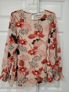 Ava Viv Größe 1X Blumenmuster Viskose Damen Tunika fließend Schlüsselloch Bluse Bauer Y2K - Bild 1 von 10