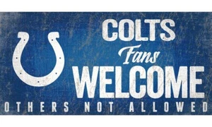 Letrero de madera Indianapolis Colts con licencia 6x12 fanáticos dan la bienvenida a otros no permitidos - Imagen 1 de 1
