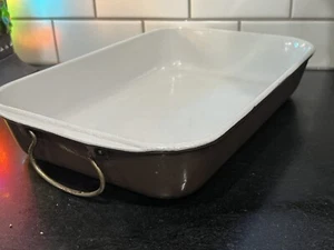 Vintage Le Creuset Brown Casserole Lasagna Pan Enameled Cast Iron Swing Handles - Picture 1 of 11