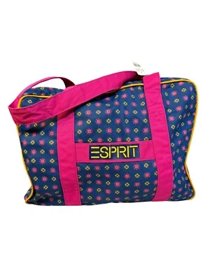 NWT Rare Vintage ESPRIT Spell Out Bag Tote Shopper Canvas Floral Zip Around - Image 1 of 4