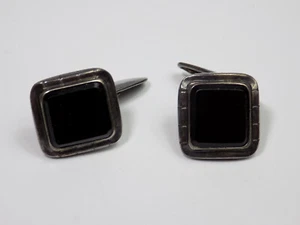 Vintage Art Deco Manchettenknöpfe mit Onyx Silber 835er Antikschmuck Design - Picture 1 of 5
