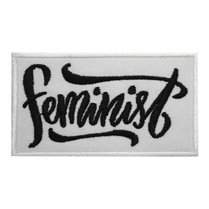 Feminist Patch white, Feminist text patch Embroidered Iron on Sew on Patch 9x5CM - Picture 1 of 1