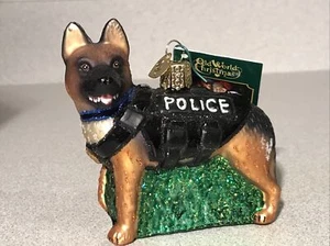 K-9 Police Dog German Shepard Christmas Holiday Ornament Glass - Picture 1 of 5