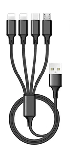 Cable de carga múltiple 4 pies 4 en 1 nailon trenzado múltiples USB carga rápida - Imagen 1 de 6