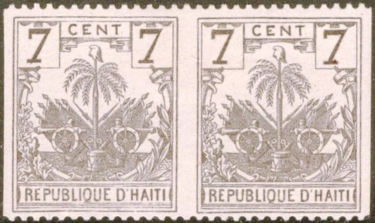 HAITI, YV # 37, PAIR, VERTICALLY IMPERFORATED, MH, VF - Image 1 of 1