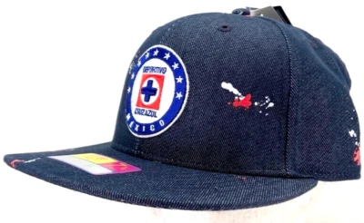 NUEVO Deportivo Cruz Azul Fútbol FanInk Azul Denim Rojo Salpicaduras Sombrero 7 3/8 Foto 1 de 4