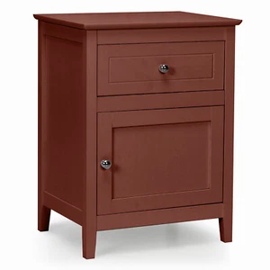 Costway Nightstand with Drawer Accent Side End Table Storage Cabinet Cherry - Picture 1 of 11