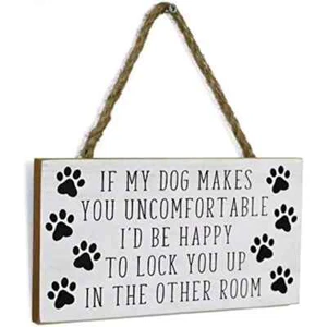 Humorous Dog Sign With Hanging Rope For Door And Wall, Free Post. - Picture 1 of 3