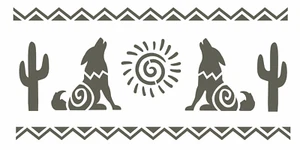 Stencil Joanie Howling Wolf Cactus Aztec Southwest Sun Hopi Border DIY Art Signs - Picture 1 of 11