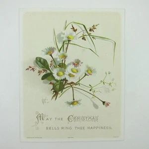 Victorian Christmas Card Hildesheimer & Faulkner White Daisy Flowers Antique - Imagen 1 de 14