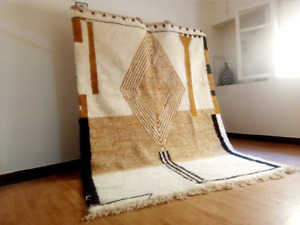 MADE TO ORDER - Moroccan Handmade Beni Ourain Rug Berber Wool Abstract White Rug