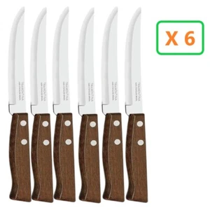 COLTELLI DA TAVOLA MANICO LEGNO TRAMONTINA A PUNTA CON LAMA LISCIA 6 PEZZI - Foto 1 di 1