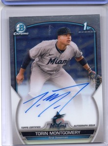 Torin Montgomery 2023 Bowman Chrome 1st Bowman Base Auto Marlins