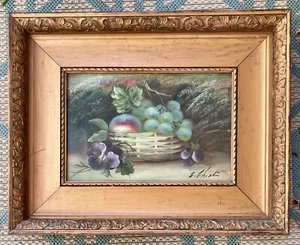 Edwardian Period Evelyn Cheston Original Oil Still Life Painting Fruit Basket - Picture 1 of 6