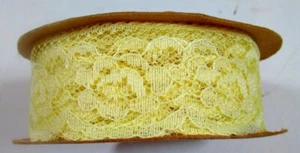 Ribbon #46 New Vintage Home Sweet Home Yellow Lace Craft 3 yds Width 1-3/8" - Picture 1 of 3