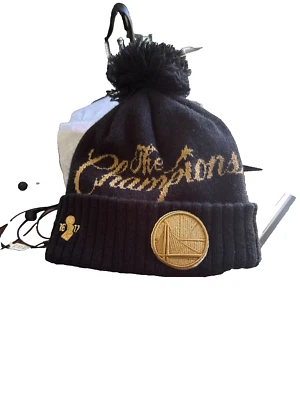 GOLDEN STATE WARRIORS NBA BASKETBALL BLACK/GOLD BEANIE HAT. - Image 1 of 4