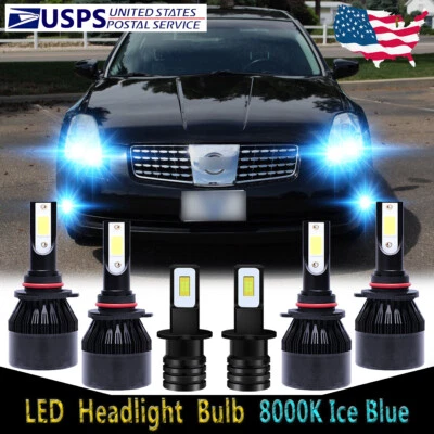 Para Nissan Máxima 2004-2006 6X Bombillas LED Faro Alto Bajo + Luz Antiniebla C9L Foto 1 de 4