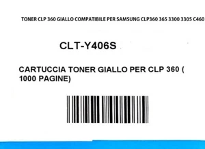 CARTUCCIA TONER GIALLO  COMPATIBILE PER SAMSUNG CLP360 - Foto 1 di 2