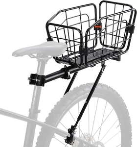 Rear Bike Rack With Basket, 165 LB Load Bike Rear Rack Bike Cargo Rack - Alumin - Picture 1 of 8
