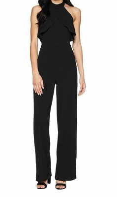 Mono mameluco Bebe L34309 con volantes cuello halter negro para mujer talla 10 Foto 1 de 4