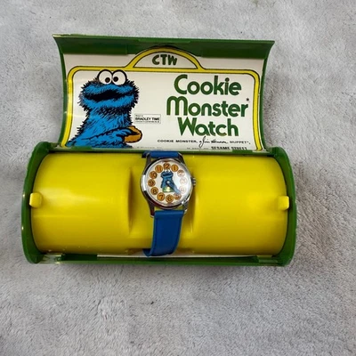 Bradley Time Cookie Monster Watch Childrens Blue Strap Vintage Sesame Street - Image 1 of 4